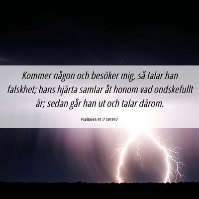 Picture 06 - Psaltaren 41:7 SV1917 - Kommer någon och besöker mig, så talar han - Bible Verse Picture