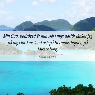Picture 06 - Psaltaren 42:7 SV1917 - Min Gud, bedrövad är min själ i mig; därför - Bible Verse Picture
