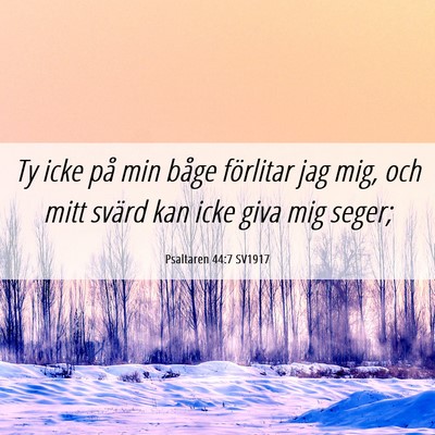 Picture 06 - Psaltaren 44:7 SV1917 - Ty icke på min båge förlitar jag mig, och mitt - Bible Verse Picture