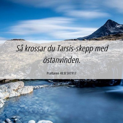 Picture 06 - Psaltaren 48:8 SV1917 - Så krossar du Tarsis-skepp med - Bible Verse Picture