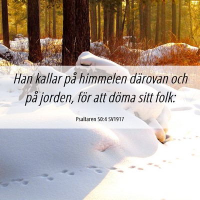 Picture 06 - Psaltaren 50:4 SV1917 - Han kallar på himmelen därovan och på jorden, - Bible Verse Picture