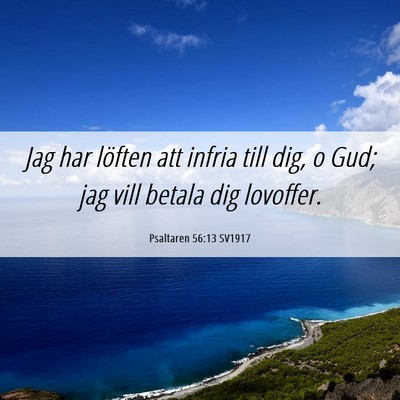 Picture 06 - Psaltaren 56:13 SV1917 - Jag har löften att infria till dig, o Gud; jag - Bible Verse Picture