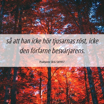 Picture 06 - Psaltaren 58:6 SV1917 - så att han icke hör tjusarnas röst, icke den - Bible Verse Picture