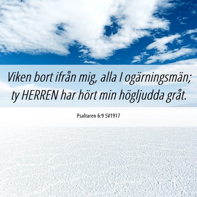 Picture 06 - Psaltaren 6:9 SV1917 - Viken bort ifrån mig, alla I ogärningsmän; ty - Bible Verse Picture