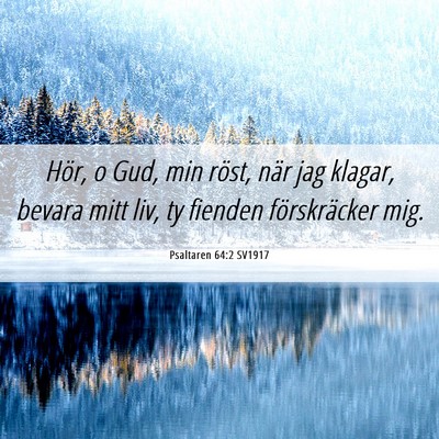 Picture 06 - Psaltaren 64:2 SV1917 - Hör, o Gud, min röst, när jag klagar, bevara - Bible Verse Picture