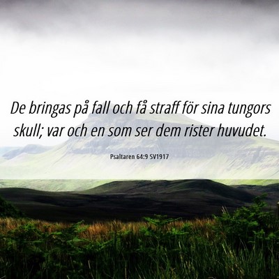 Picture 06 - Psaltaren 64:9 SV1917 - De bringas på fall och få straff för sina - Bible Verse Picture