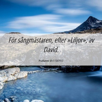 Picture 06 - Psaltaren 69:1 SV1917 - För sångmästaren, efter »Liljor»; av - Bible Verse Picture