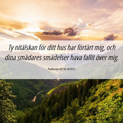 Picture 06 - Psaltaren 69:10 SV1917 - Ty nitälskan för ditt hus har förtärt mig, - Bible Verse Picture