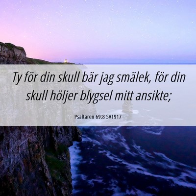 Picture 06 - Psaltaren 69:8 SV1917 - Ty för din skull bär jag smälek, för din - Bible Verse Picture
