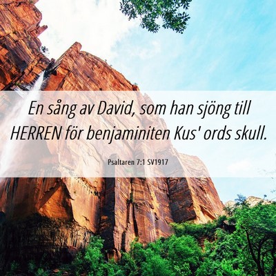 Picture 06 - Psaltaren 7:1 SV1917 - En sång av David, som han sjöng till HERREN - Bible Verse Picture