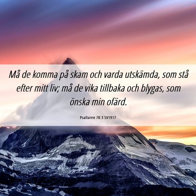 Picture 06 - Psaltaren 70:3 SV1917 - Må de komma på skam och varda utskämda, som - Bible Verse Picture