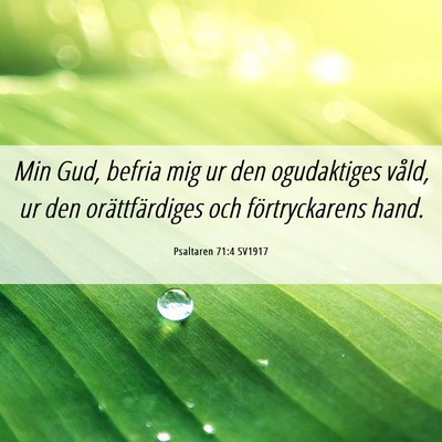 Picture 06 - Psaltaren 71:4 SV1917 - Min Gud, befria mig ur den ogudaktiges våld, ur - Bible Verse Picture
