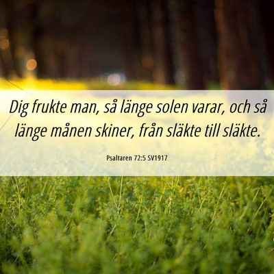 Picture 06 - Psaltaren 72:5 SV1917 - Dig frukte man, så länge solen varar, och så - Bible Verse Picture