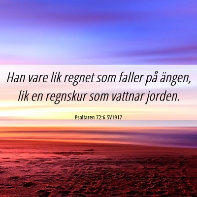 Picture 06 - Psaltaren 72:6 SV1917 - Han vare lik regnet som faller på ängen, lik en - Bible Verse Picture