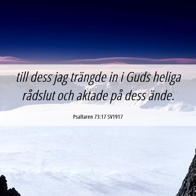 Picture 06 - Psaltaren 73:17 SV1917 - till dess jag trängde in i Guds heliga rådslut - Bible Verse Picture