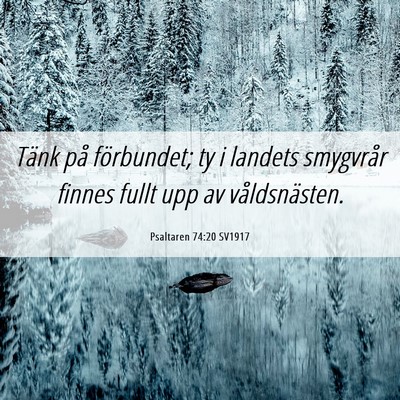 Picture 06 - Psaltaren 74:20 SV1917 - Tänk på förbundet; ty i landets smygvrår - Bible Verse Picture