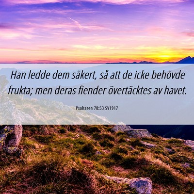 Picture 06 - Psaltaren 78:53 SV1917 - Han ledde dem säkert, så att de icke behövde - Bible Verse Picture