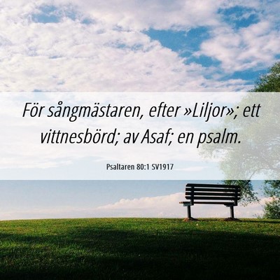 Picture 06 - Psaltaren 80:1 SV1917 - För sångmästaren, efter »Liljor»; ett - Bible Verse Picture