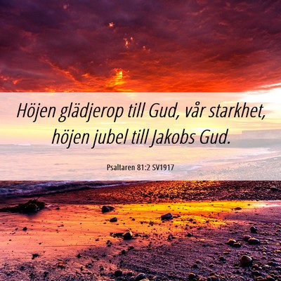 Picture 06 - Psaltaren 81:2 SV1917 - Höjen glädjerop till Gud, vår starkhet, höjen - Bible Verse Picture
