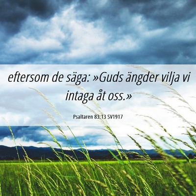 Picture 06 - Psaltaren 83:13 SV1917 - eftersom de säga: »Guds ängder vilja vi intaga - Bible Verse Picture
