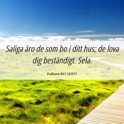 Picture 06 - Psaltaren 84:5 SV1917 - Saliga äro de som bo i ditt hus; de lova dig - Bible Verse Picture