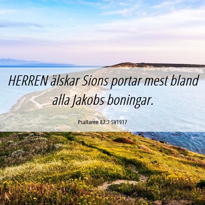 Picture 06 - Psaltaren 87:2 SV1917 - HERREN älskar Sions portar mest bland alla - Bible Verse Picture