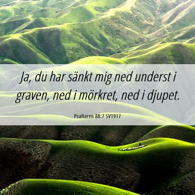 Picture 06 - Psaltaren 88:7 SV1917 - Ja, du har sänkt mig ned underst i graven, ned i - Bible Verse Picture