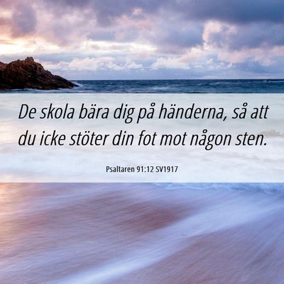 Picture 06 - Psaltaren 91:12 SV1917 - De skola bära dig på händerna, så att du icke - Bible Verse Picture