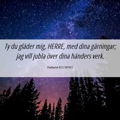 Picture 06 - Psaltaren 92:5 SV1917 - Ty du gläder mig, HERRE, med dina gärningar; - Bible Verse Picture