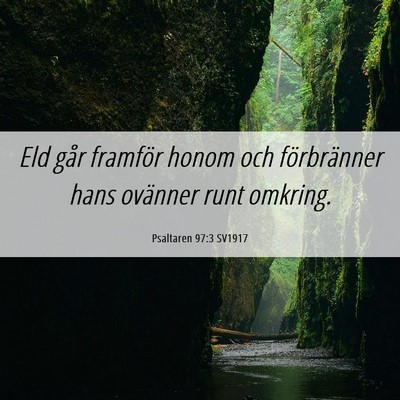 Picture 06 - Psaltaren 97:3 SV1917 - Eld går framför honom och förbränner hans - Bible Verse Picture