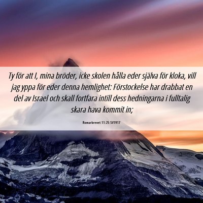 Picture 06 - Romarbrevet 11:25 SV1917 - Ty för att I, mina bröder, icke skolen hålla - Bible Verse Picture