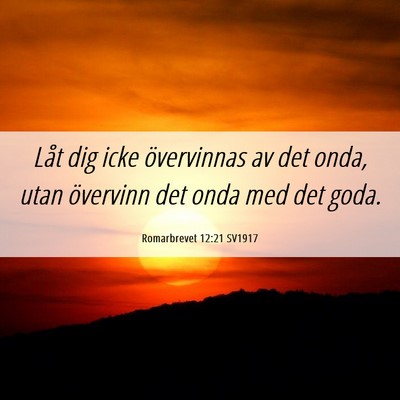 Picture 06 - Romarbrevet 12:21 SV1917 - Låt dig icke övervinnas av det onda, utan - Bible Verse Picture