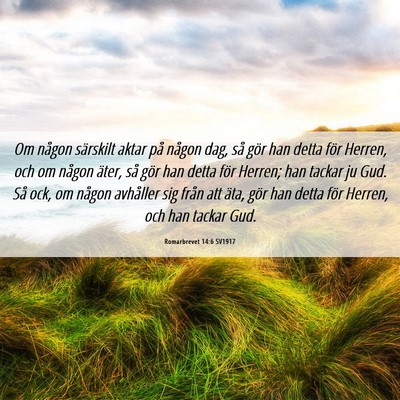 Picture 06 - Romarbrevet 14:6 SV1917 - Om någon särskilt aktar på någon dag, så - Bible Verse Picture