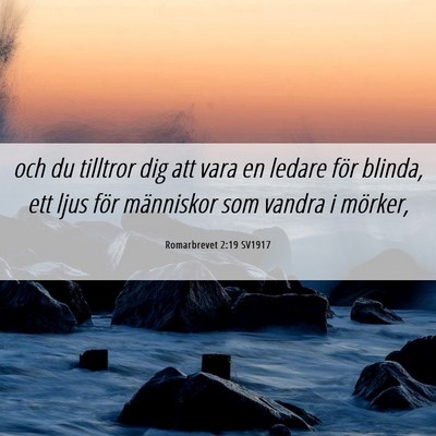 Picture 06 - Romarbrevet 2:19 SV1917 - och du tilltror dig att vara en ledare för - Bible Verse Picture