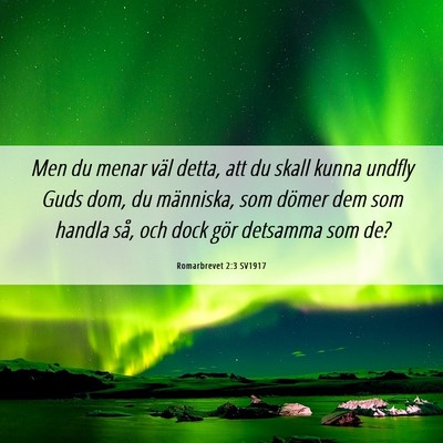 Picture 06 - Romarbrevet 2:3 SV1917 - Men du menar väl detta, att du skall kunna - Bible Verse Picture