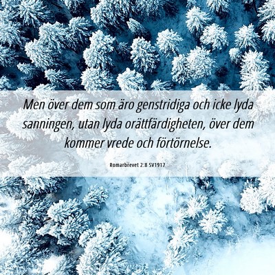 Picture 06 - Romarbrevet 2:8 SV1917 - Men över dem som äro genstridiga och icke lyda - Bible Verse Picture