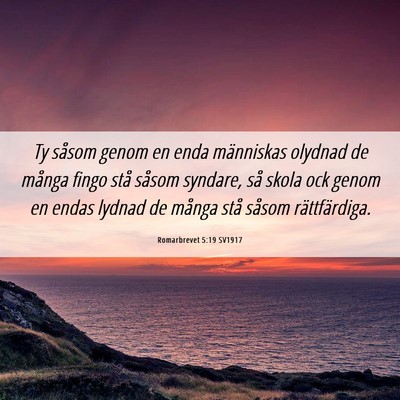 Picture 06 - Romarbrevet 5:19 SV1917 - Ty såsom genom en enda människas olydnad de - Bible Verse Picture