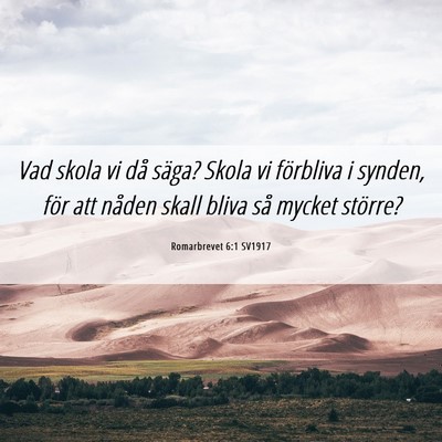 Picture 06 - Romarbrevet 6:1 SV1917 - Vad skola vi då säga? Skola vi förbliva i - Bible Verse Picture