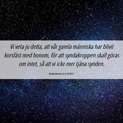 Picture 06 - Romarbrevet 6:6 SV1917 - Vi veta ju detta, att vår gamla människa har - Bible Verse Picture