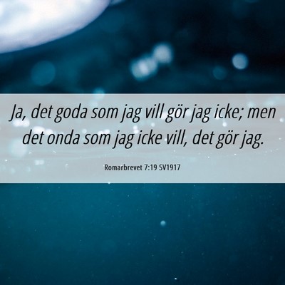 Picture 06 - Romarbrevet 7:19 SV1917 - Ja, det goda som jag vill gör jag icke; men det - Bible Verse Picture