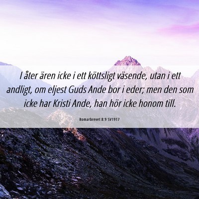 Picture 06 - Romarbrevet 8:9 SV1917 - I åter ären icke i ett köttsligt väsende, - Bible Verse Picture