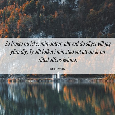 Picture 06 - Rut 3:11 SV1917 - Så frukta nu icke, min dotter; allt vad du - Bible Verse Picture