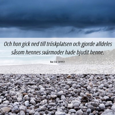 Picture 06 - Rut 3:6 SV1917 - Och hon gick ned till tröskplatsen och gjorde - Bible Verse Picture