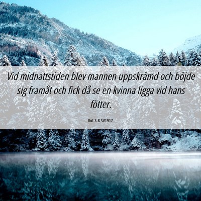 Picture 06 - Rut 3:8 SV1917 - Vid midnattstiden blev mannen uppskrämd och - Bible Verse Picture
