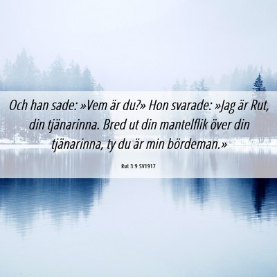 Picture 06 - Rut 3:9 SV1917 - Och han sade: »Vem är du?» Hon svarade: »Jag - Bible Verse Picture
