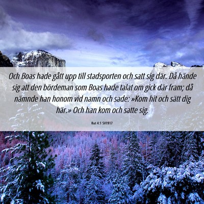 Picture 06 - Rut 4:1 SV1917 - Och Boas hade gått upp till stadsporten och satt - Bible Verse Picture