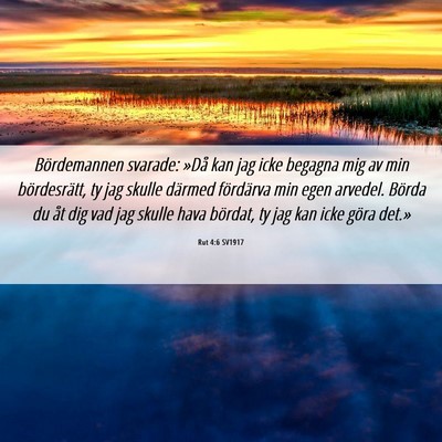 Picture 06 - Rut 4:6 SV1917 - Bördemannen svarade: »Då kan jag icke begagna - Bible Verse Picture