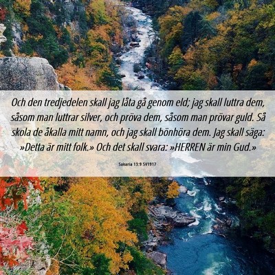 Picture 06 - Sakaria 13:9 SV1917 - Och den tredjedelen skall jag låta gå genom - Bible Verse Picture
