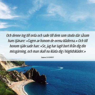 Picture 06 - Sakaria 3:4 SV1917 - Och denne tog till orda och sade till dem som - Bible Verse Picture