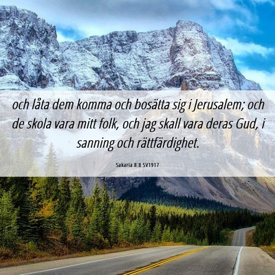 Picture 06 - Sakaria 8:8 SV1917 - och låta dem komma och bosätta sig i Jerusalem; - Bible Verse Picture
